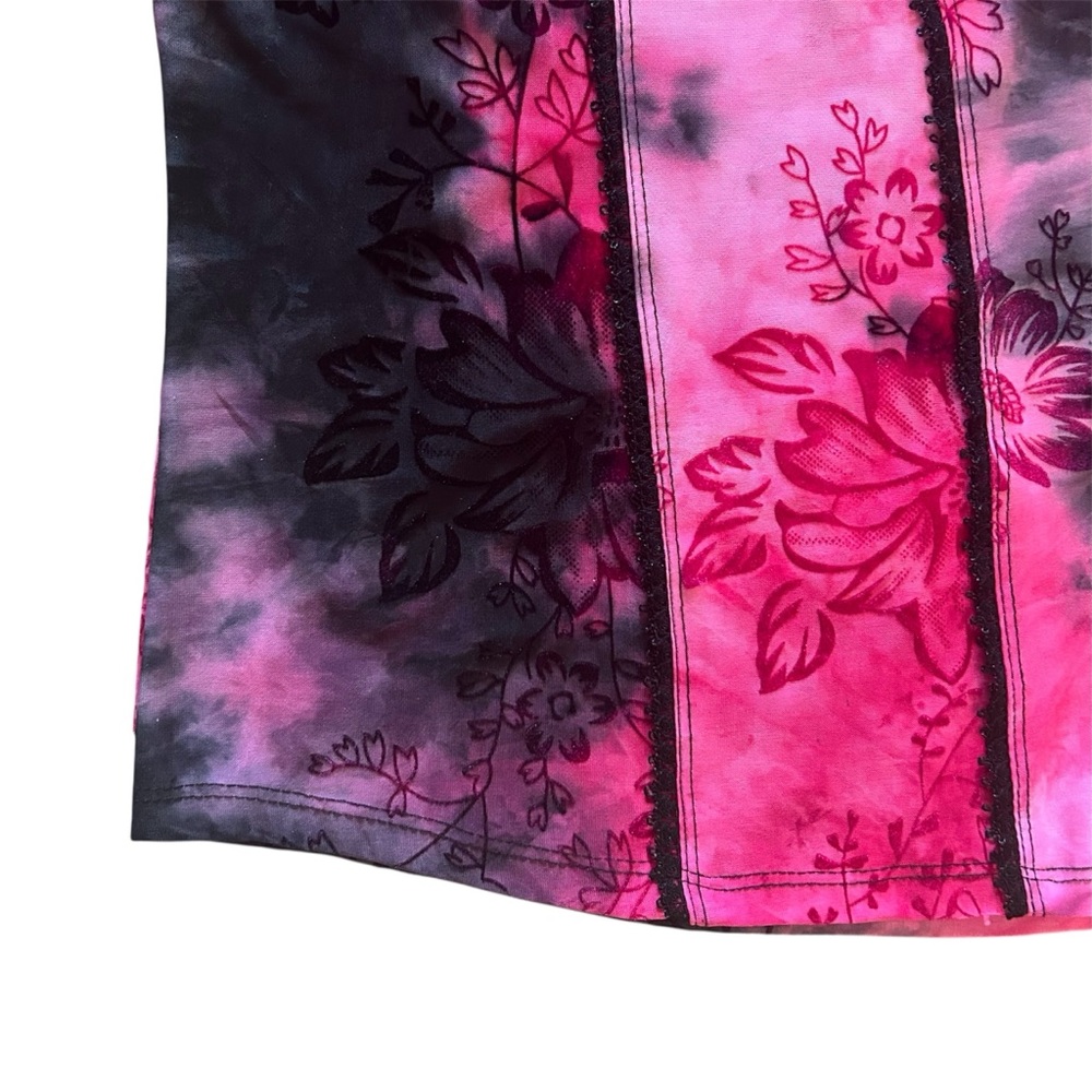 Y2K Sami Jo Tie Dye Pink Black Velvet Burnout Fairy Corset Grunge Top Size XL - Picture 5 of 7